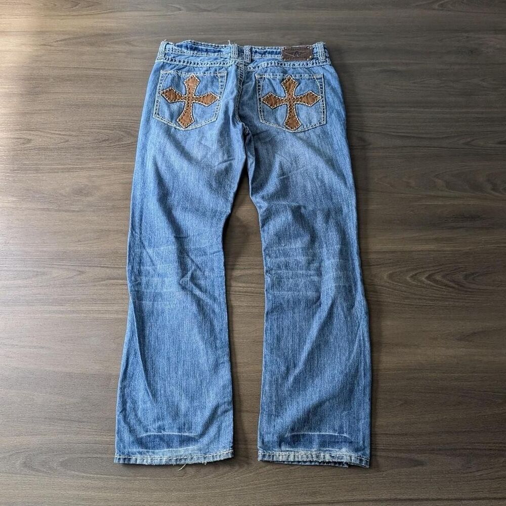 Y2K Affliction Studded Cross Baggy Bootcut Jeans Size 48
